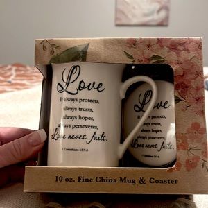 10 oz. Fine China Bible Verse Mug and Coaster Set